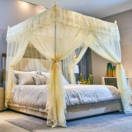 91家纺网 家纺一手货源 找家纺 （总）夏彩 2023新款88556轻奢宫廷三开门落地式蚊帐