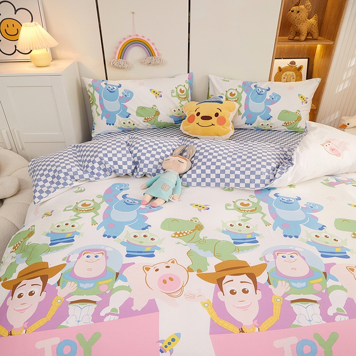 91家纺网 家纺一手货源 找家纺 一米阳光 2023新款1月小清新13070纯棉四件套第一批 巴斯兄弟