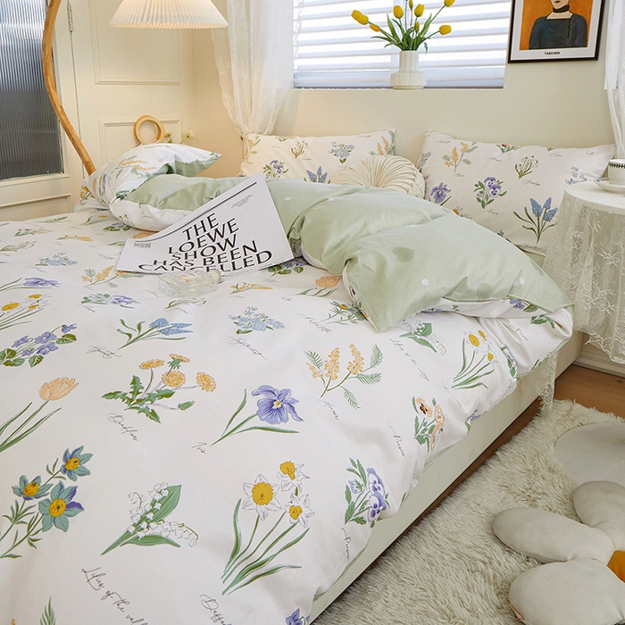 91家纺网 家纺一手货源 找家纺 一米阳光 2023新款1月小清新13070纯棉四件套第一批 花穗