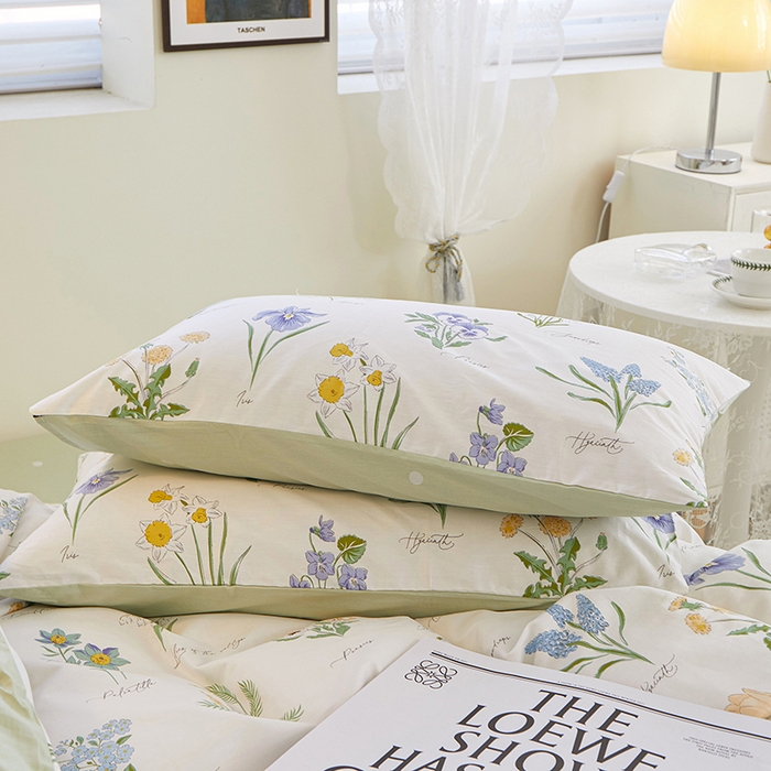 91家纺网 家纺一手货源 找家纺 一米阳光 2023新款1月小清新13070纯棉四件套第一批 花穗