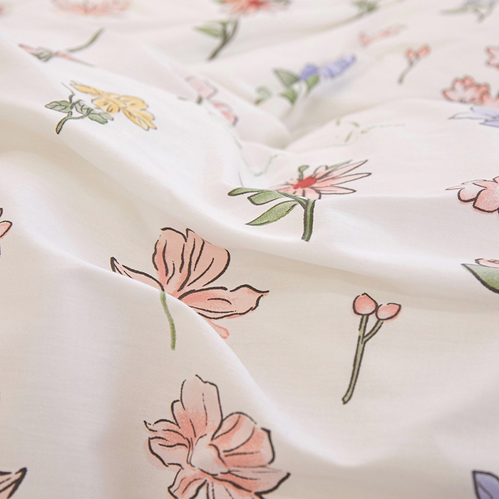 91家纺网 家纺一手货源 找家纺 一米阳光 2023新款1月小清新13070纯棉四件套第一批 花心儿