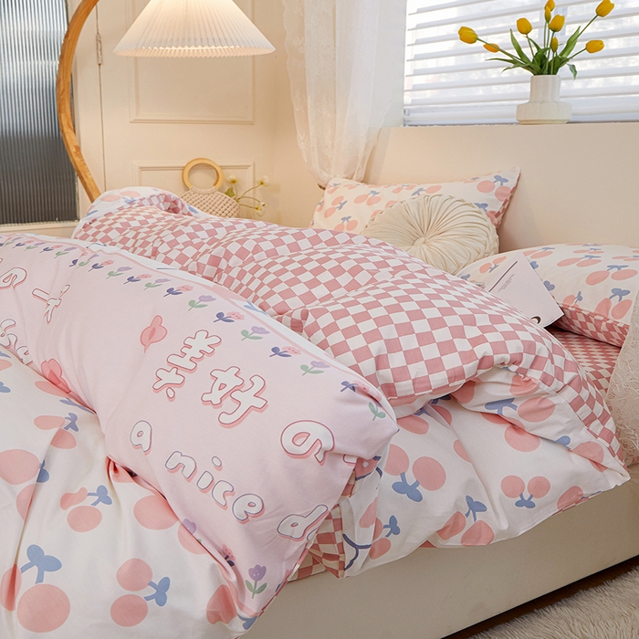 91家纺网 家纺一手货源 找家纺 一米阳光 2023新款1月小清新13070纯棉四件套第一批 美好时光