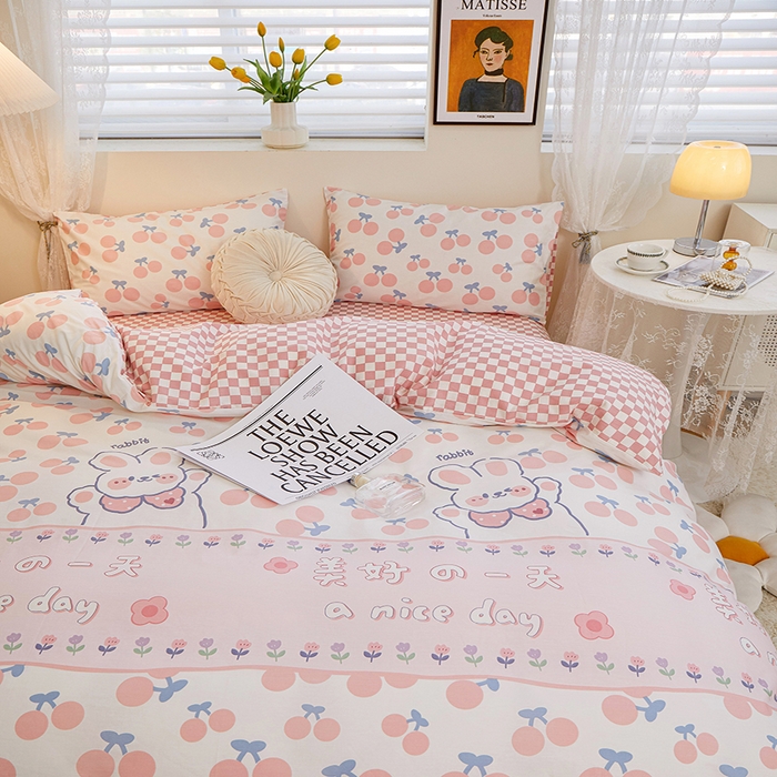 91家纺网 家纺一手货源 找家纺 一米阳光 2023新款1月小清新13070纯棉四件套第一批 美好时光