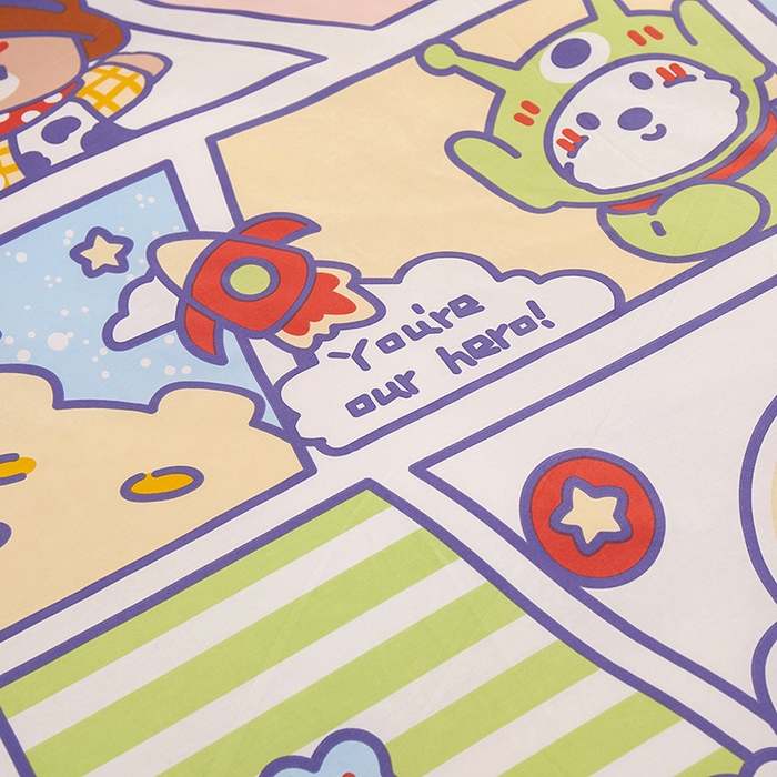 91家纺网 家纺一手货源 找家纺 一米阳光 2023新款1月小清新13070纯棉四件套第一批 拼图熊