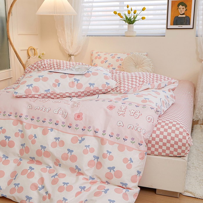 91家纺网 家纺一手货源 找家纺 一米阳光 2023新款1月小清新13070纯棉四件套第一批 美好时光