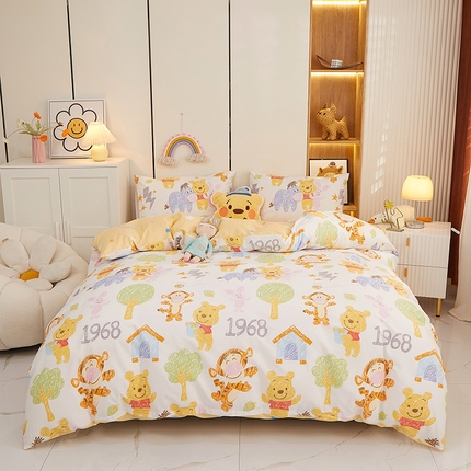 一米阳光 2023新款1月小清新13070纯棉四件套第一批 维尼伙伴