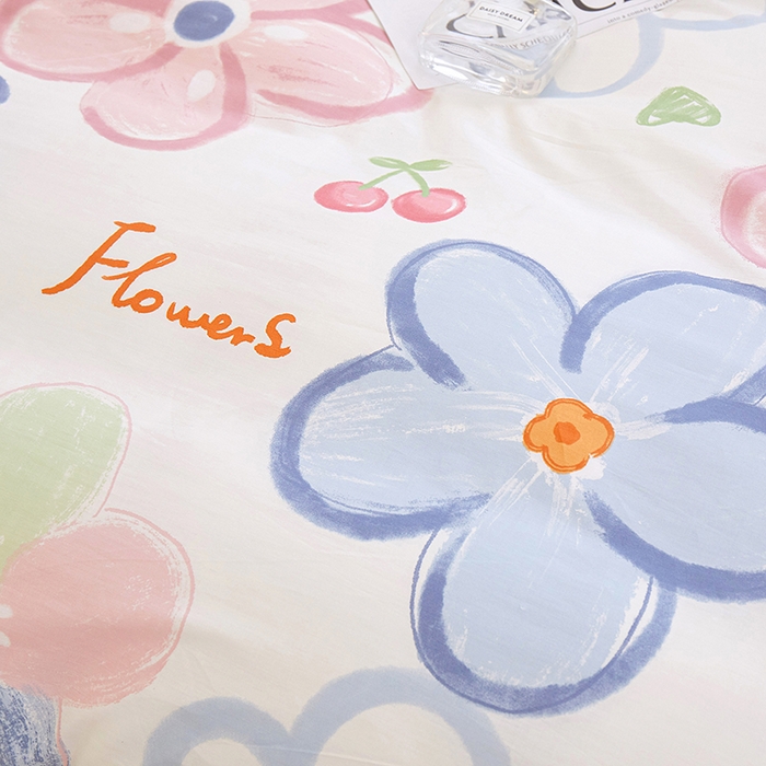 91家纺网 家纺一手货源 找家纺 一米阳光 2023新款1月小清新13070纯棉四件套第一批 五彩缤纷