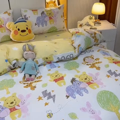 91家纺网 家纺一手货源 找家纺 一米阳光 2023新款1月小清新13070纯棉四件套第一批 维尼伙伴