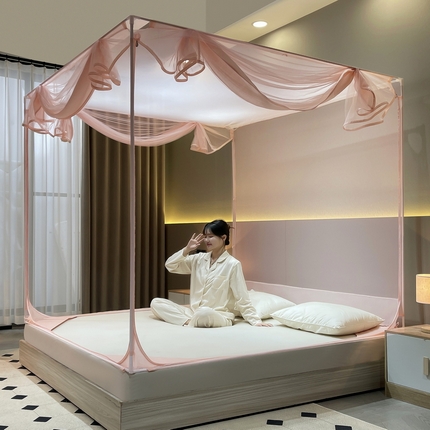 91家纺网 家纺一手货源 找家纺 （汇总）夏彩 2023新款外穿烤漆宫廷蚊帐+三开门U型床笠拉链蚊帐