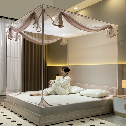 91家纺网 家纺一手货源 找家纺 （汇总）夏彩 2023新款外穿烤漆宫廷蚊帐+三开门U型床笠拉链蚊帐