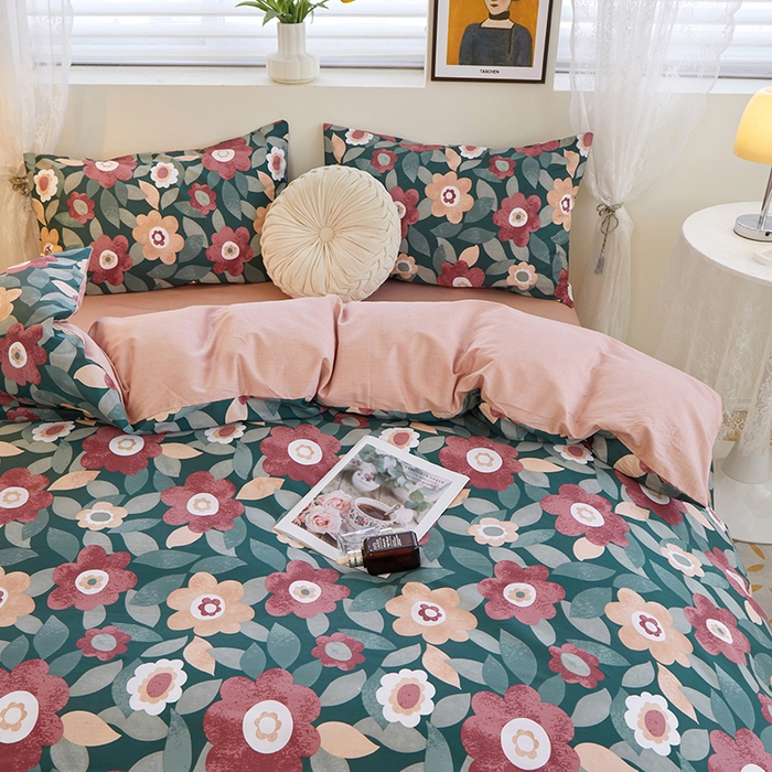 91家纺网 家纺一手货源 找家纺 一米阳光 2023年1月小清新13070纯棉四件套第二批 花开朵朵