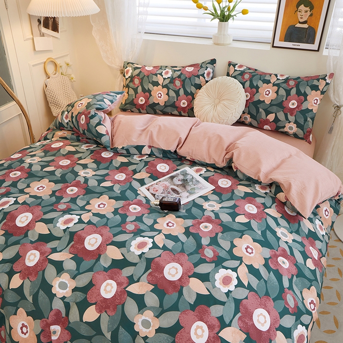 91家纺网 家纺一手货源 找家纺 一米阳光 2023年1月小清新13070纯棉四件套第二批 花开朵朵