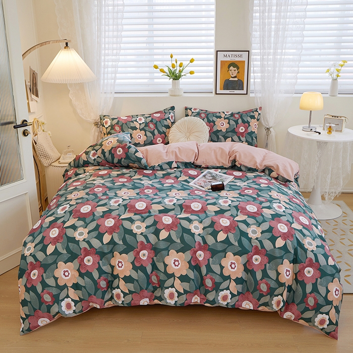 91家纺网 家纺一手货源 找家纺 一米阳光 2023年1月小清新13070纯棉四件套第二批 花开朵朵