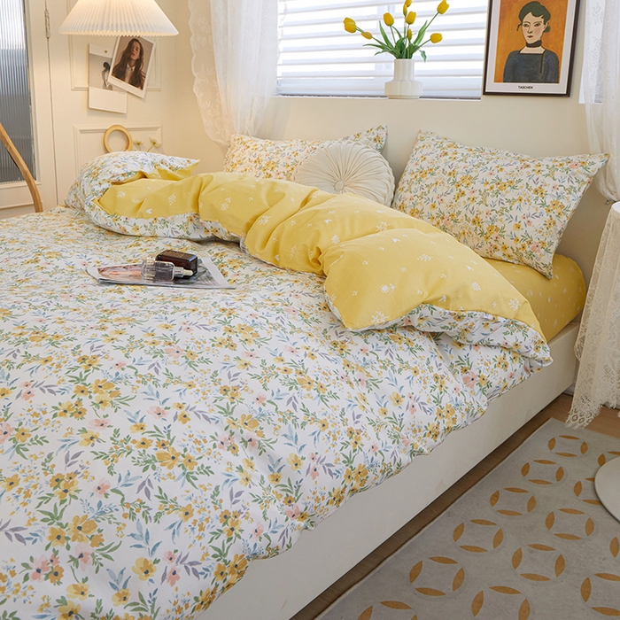 91家纺网 家纺一手货源 找家纺 一米阳光 2023年1月小清新13070纯棉四件套第二批 花溪