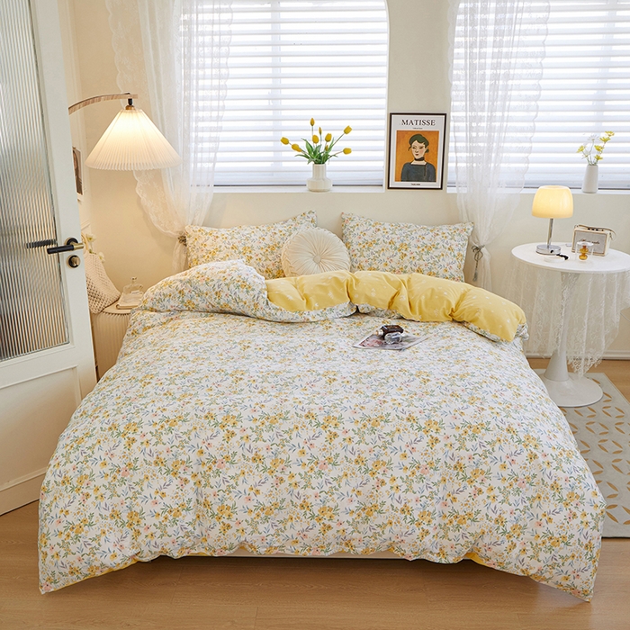 91家纺网 家纺一手货源 找家纺 一米阳光 2023年1月小清新13070纯棉四件套第二批 花溪