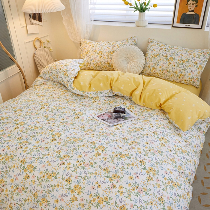 91家纺网 家纺一手货源 找家纺 一米阳光 2023年1月小清新13070纯棉四件套第二批 花溪