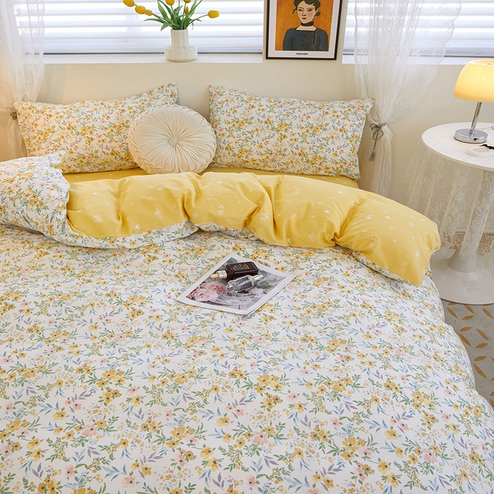 91家纺网 家纺一手货源 找家纺 一米阳光 2023年1月小清新13070纯棉四件套第二批 花溪