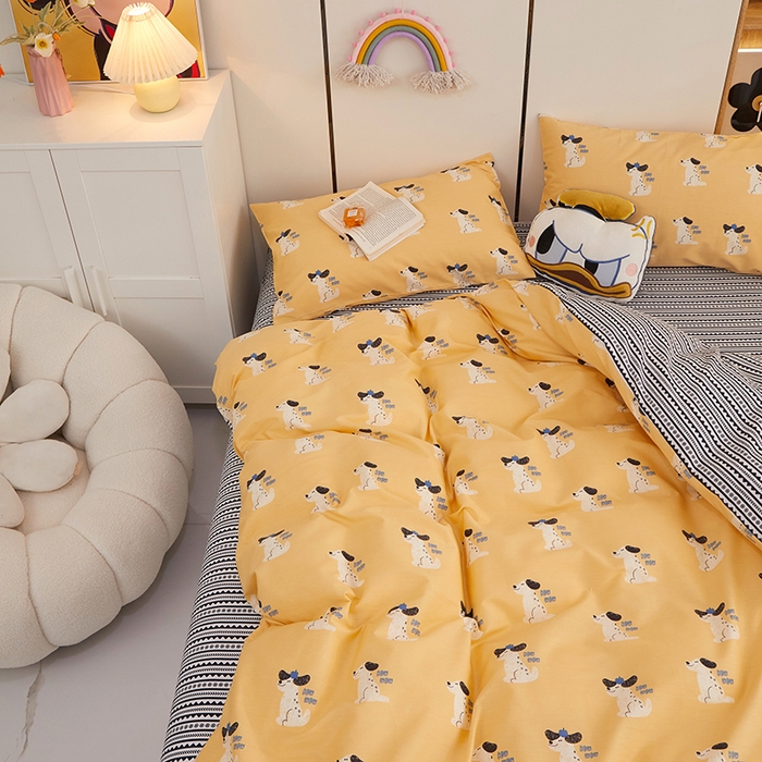 91家纺网 家纺一手货源 找家纺 一米阳光 2023年1月小清新13070纯棉四件套第二批 汪汪队