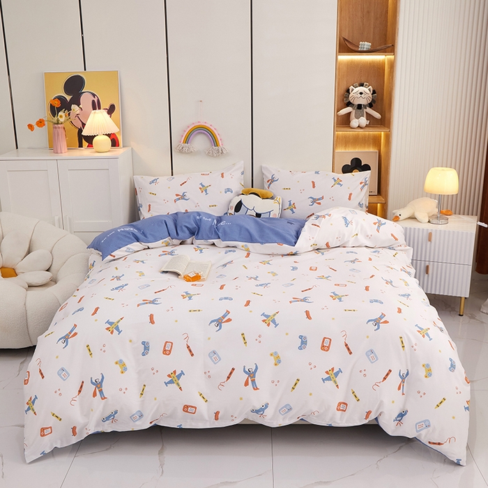 91家纺网 家纺一手货源 找家纺 一米阳光 2023年1月小清新13070纯棉四件套第二批 小超人