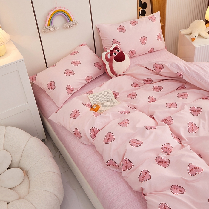 91家纺网 家纺一手货源 找家纺 一米阳光 2023年1月小清新13070纯棉四件套第二批 心爱