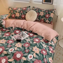 91家纺网 家纺一手货源 找家纺 一米阳光 2023年1月小清新13070纯棉四件套第二批 花开朵朵