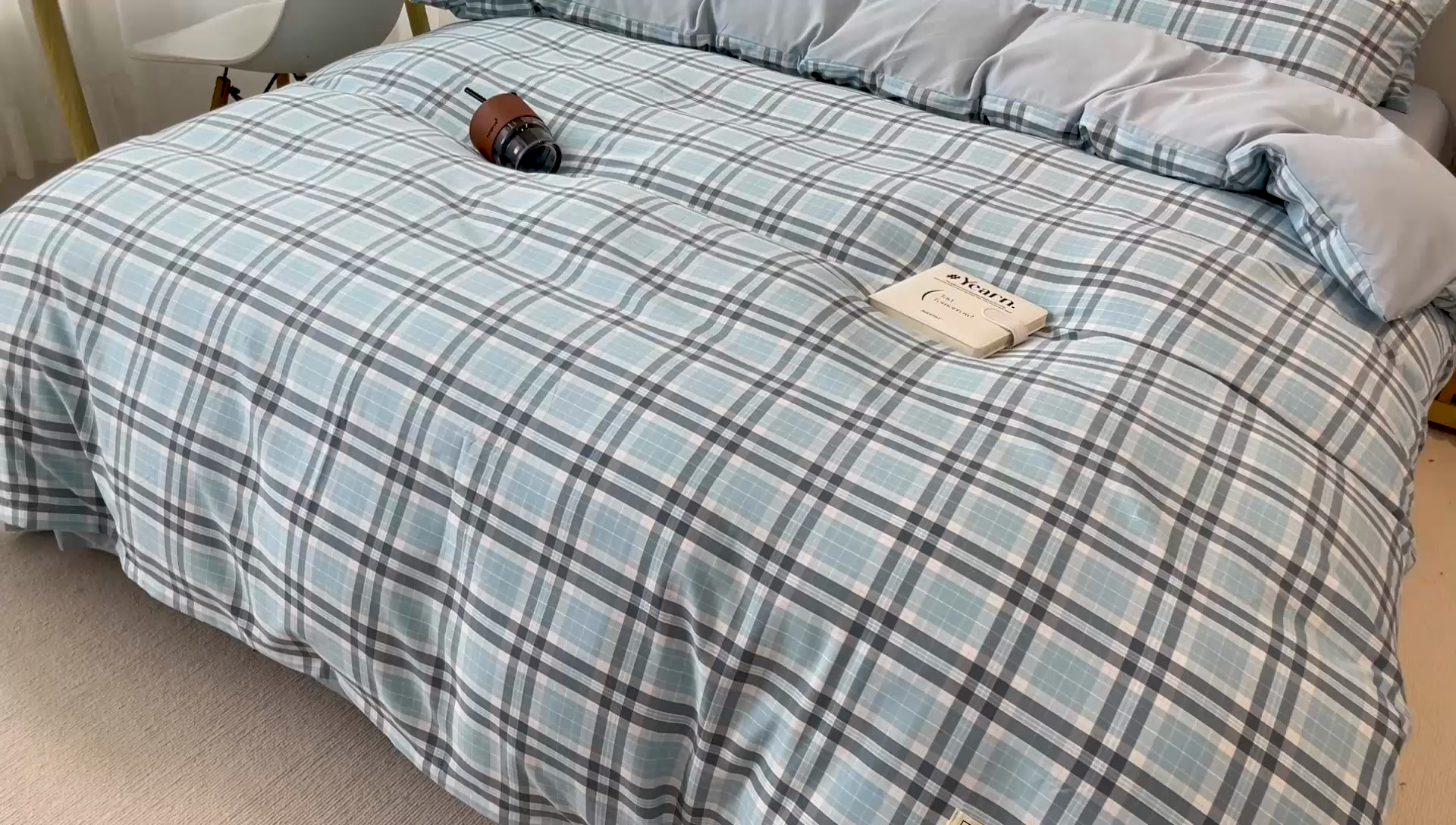 91家纺网 家纺一手货源 找家纺 芷凡 2023新款色织水洗棉单件被套 维尼-蓝