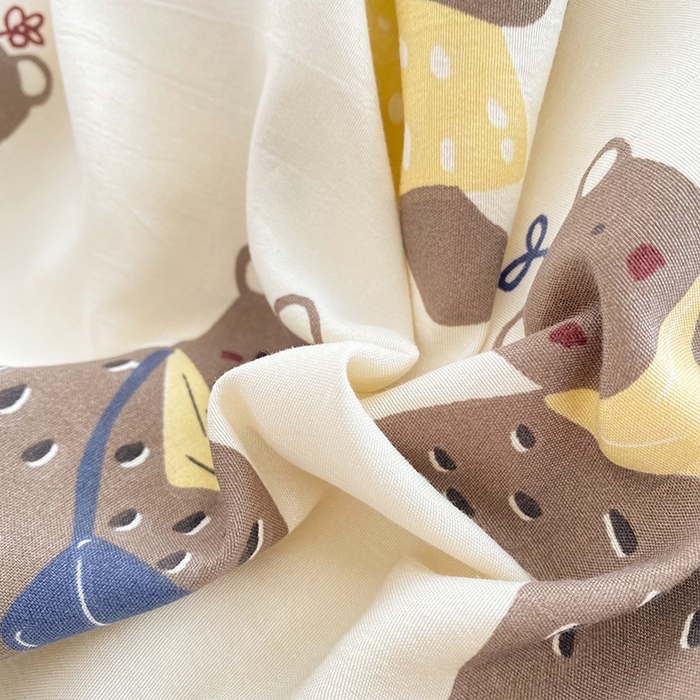 91家纺网 家纺一手货源 找家纺 艾米 2023新款水洗棉麻双层纱系列四件套 饼干熊