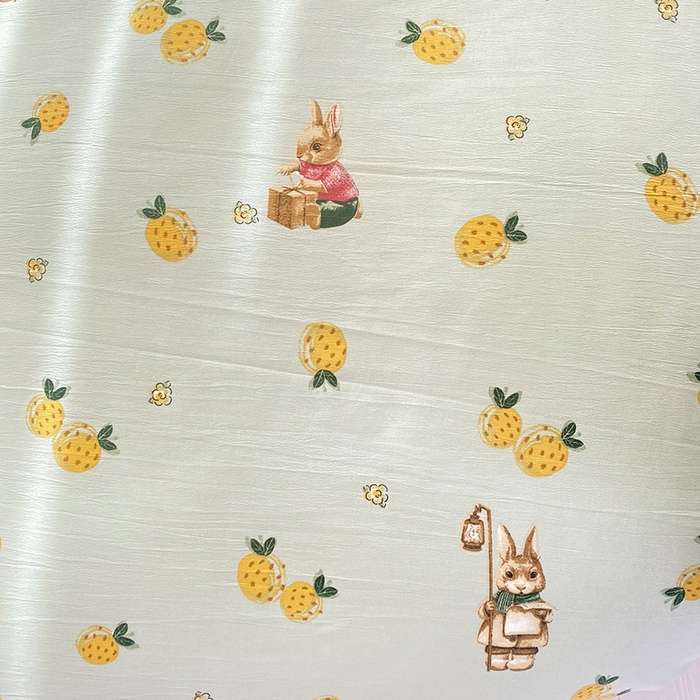 91家纺网 家纺一手货源 找家纺 艾米 2023新款水洗棉麻双层纱系列四件套 菠萝兔