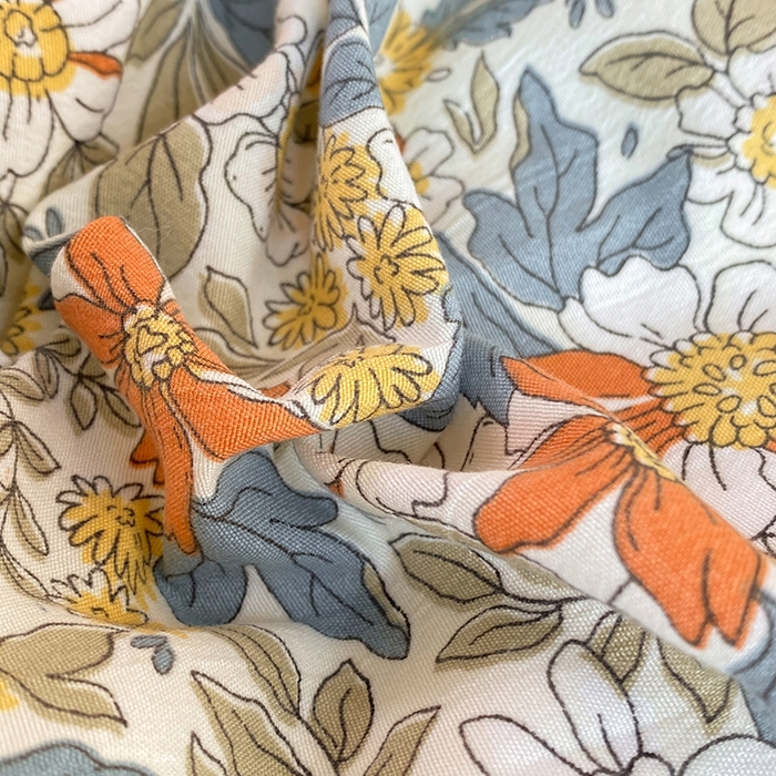 91家纺网 家纺一手货源 找家纺 艾米 2023新款水洗棉麻双层纱系列四件套 繁花