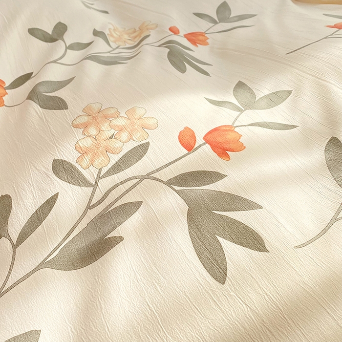 91家纺网 家纺一手货源 找家纺 艾米 2023新款水洗棉麻双层纱系列四件套 芳华