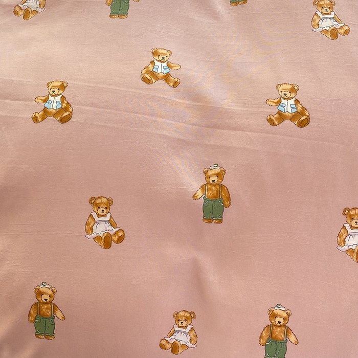 91家纺网 家纺一手货源 找家纺 艾米 2023新款水洗棉麻双层纱系列四件套 快乐熊