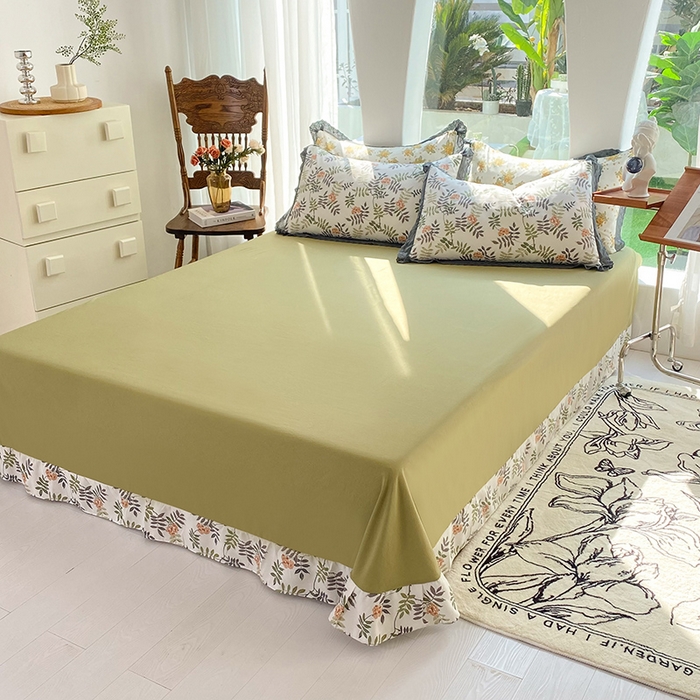 91家纺网 家纺一手货源 找家纺 艾米 2023新款水洗棉麻双层纱系列四件套 梦萝