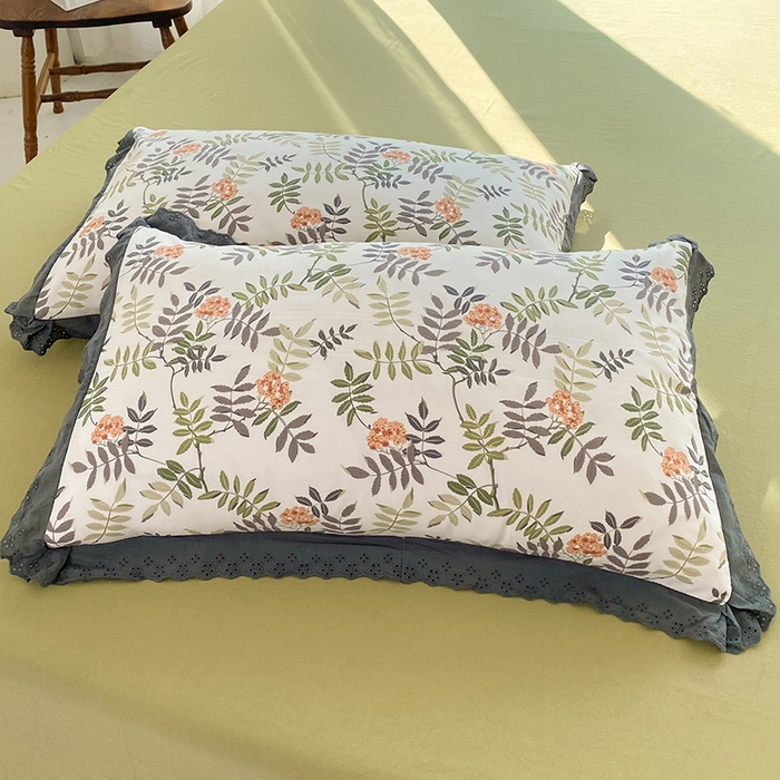 91家纺网 家纺一手货源 找家纺 艾米 2023新款水洗棉麻双层纱系列四件套 梦萝