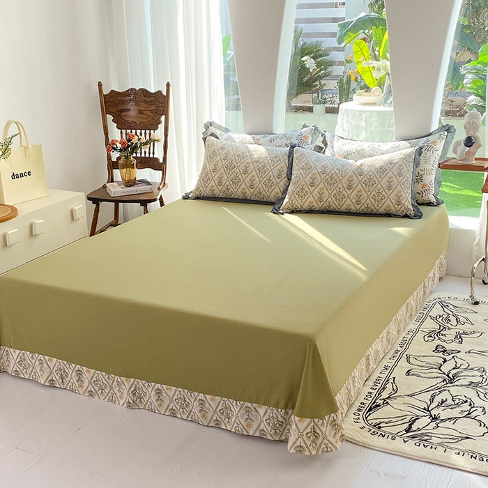 91家纺网 家纺一手货源 找家纺 艾米 2023新款水洗棉麻双层纱系列四件套 千寻