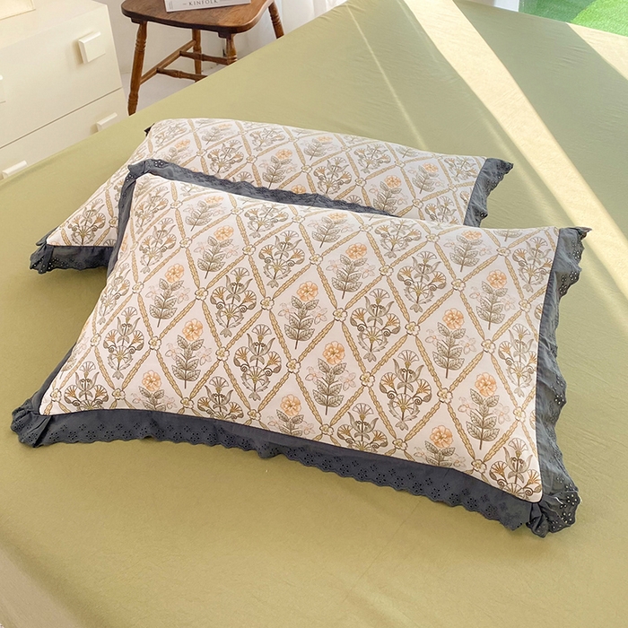 91家纺网 家纺一手货源 找家纺 艾米 2023新款水洗棉麻双层纱系列四件套 千寻