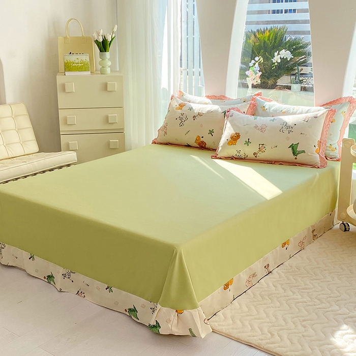 91家纺网 家纺一手货源 找家纺 艾米 2023新款水洗棉麻双层纱系列四件套 童趣乐园