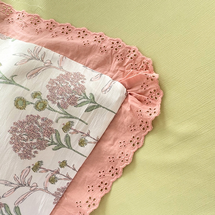 91家纺网 家纺一手货源 找家纺 艾米 2023新款水洗棉麻双层纱系列四件套 薰衣草豆沙