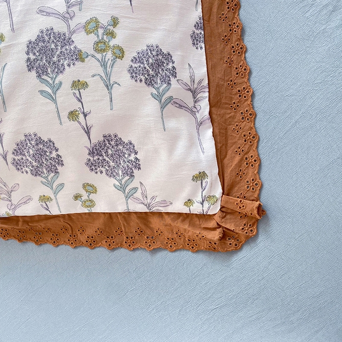 91家纺网 家纺一手货源 找家纺 艾米 2023新款水洗棉麻双层纱系列四件套 薰衣草紫