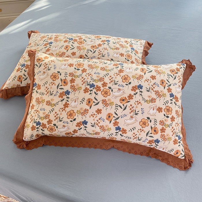 91家纺网 家纺一手货源 找家纺 艾米 2023新款水洗棉麻双层纱系列四件套 月野