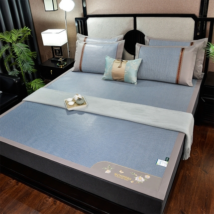 91家纺网 家纺一手货源 找家纺 （总）小牛席业2023新款绣球花开冰藤双面席系列凉席藤席冰丝席空调席