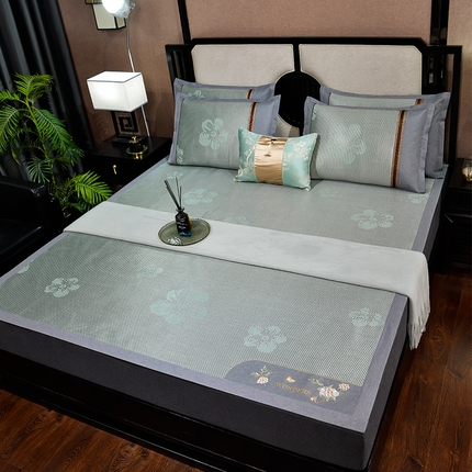 91家纺网 家纺一手货源 找家纺 （总）小牛席业2023新款绣球花开冰藤双面席系列凉席藤席冰丝席空调席