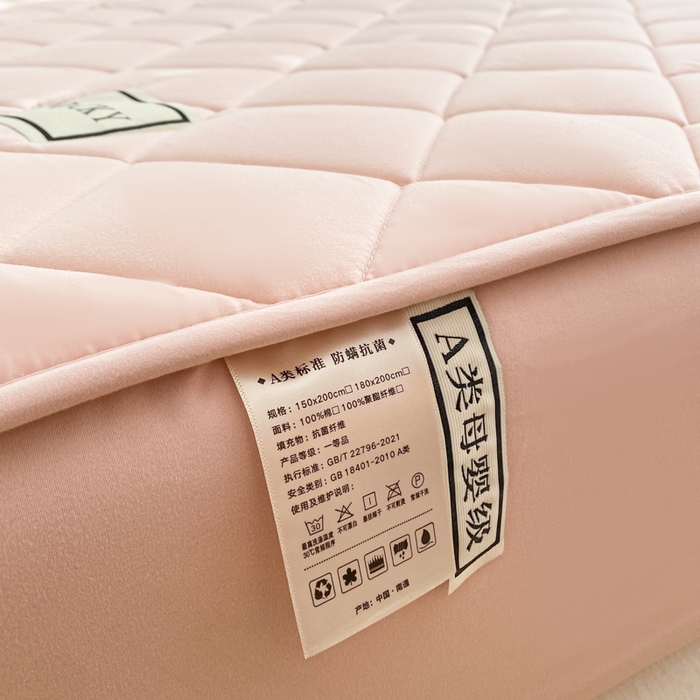 91家纺网 家纺一手货源 找家纺 芬晴家纺2023波浪方格夹棉床笠 方格-豆沙粉