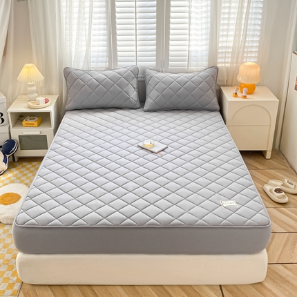 91家纺网 家纺一手货源 找家纺 （总）芬晴家纺2023波浪方格夹棉床笠