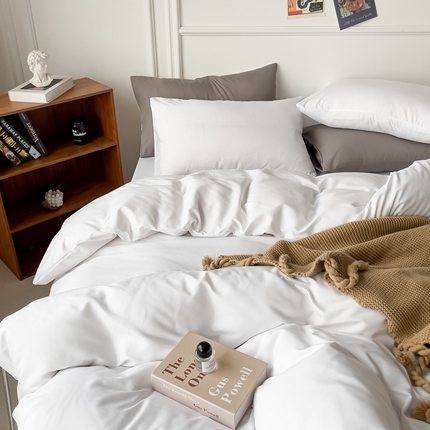 91家纺网 家纺一手货源 找家纺 （总）棠颂 2023春夏新款水洗棉亲肤纯色双拼四件套