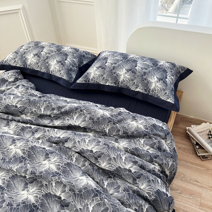 91家纺网 家纺一手货源 找家纺 （总）安莱生活 2023新款色织双层纱工艺款宽边高奢四件套