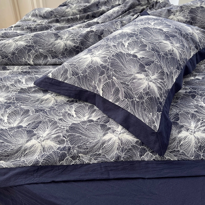 91家纺网 家纺一手货源 找家纺 （总）安莱生活 2023新款色织双层纱工艺款宽边高奢四件套