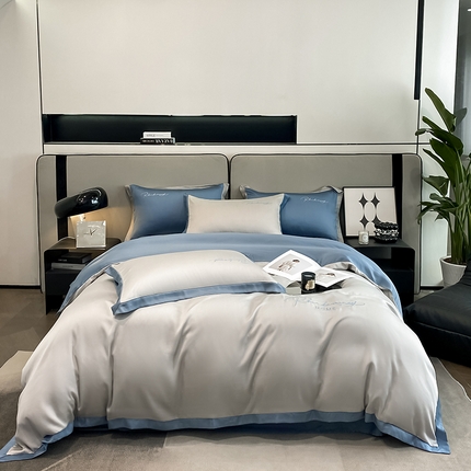 金麦家纺 2023新款冰丝小拼角四件套系列 小拼角灰