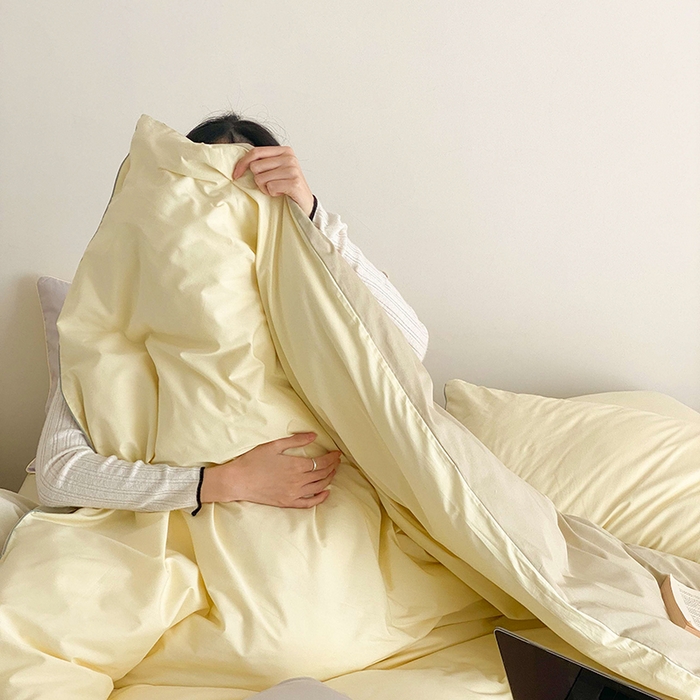 91家纺网 家纺一手货源 找家纺 时年 2023新款40支全棉水洗棉嵌绳款四件套--拍法二 香草黄