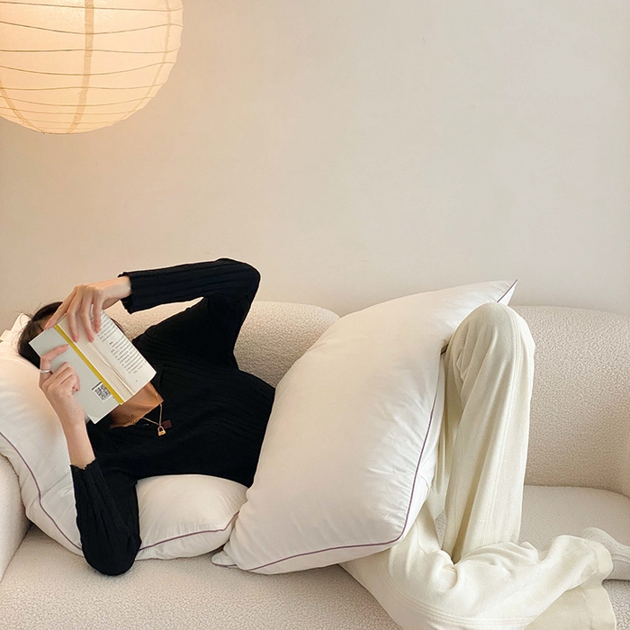 91家纺网 家纺一手货源 找家纺 时年 2023新款40支全棉水洗棉嵌绳款四件套--拍法二 象牙白