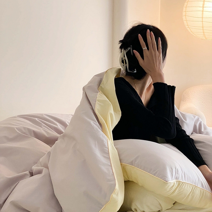 91家纺网 家纺一手货源 找家纺 时年 2023新款40支全棉水洗棉嵌绳款四件套--拍法二 云雾灰